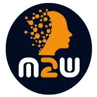 Logo ufficiale Meet2Web con profilo stilizzato e connessioni digitali